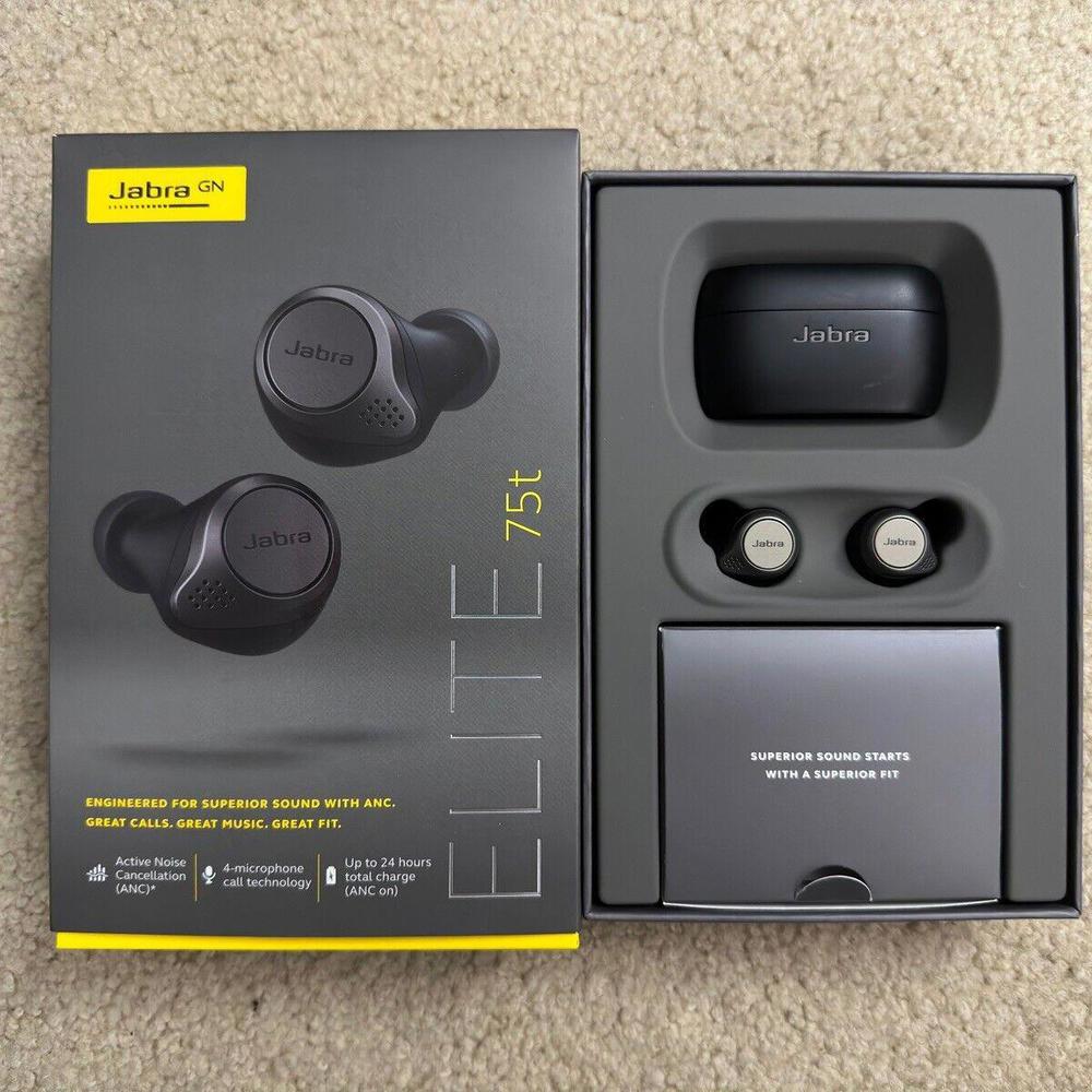 Jabra Elite 75t True Wireless Earbuds with Charging Case (Titanium Black)